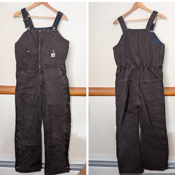 Carhartt Pants - Carhartt Insulated Bib Overalls Brown Duck Canvas Size 8x30 Women